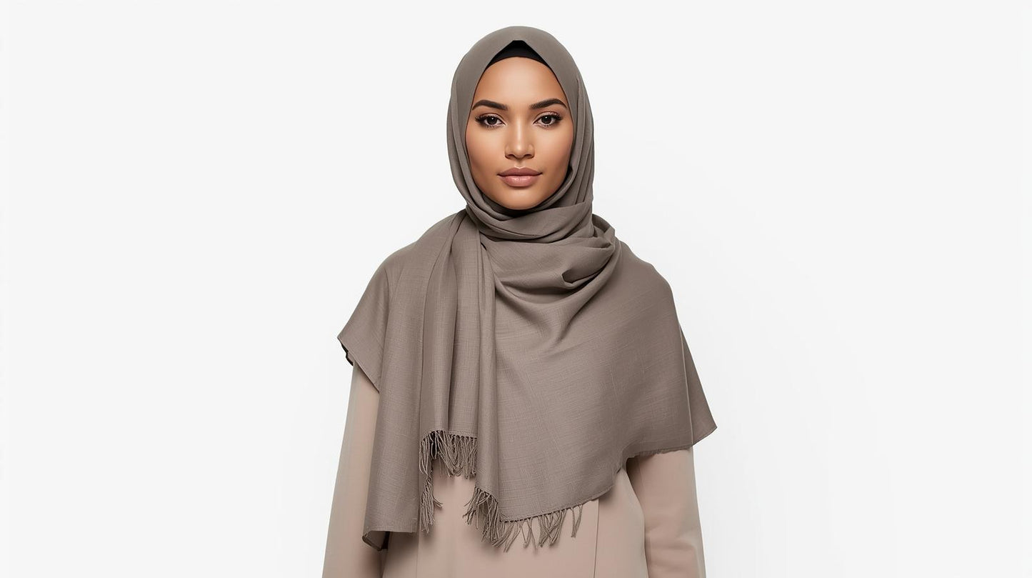 Mariam Plain Woven Cotton Hijab– Solid Color