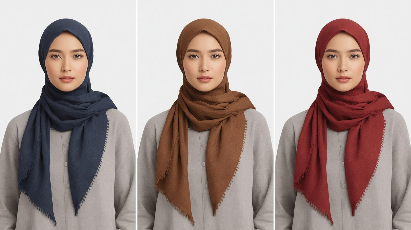 Mariam Plain Woven Cotton Hijab– Solid Color